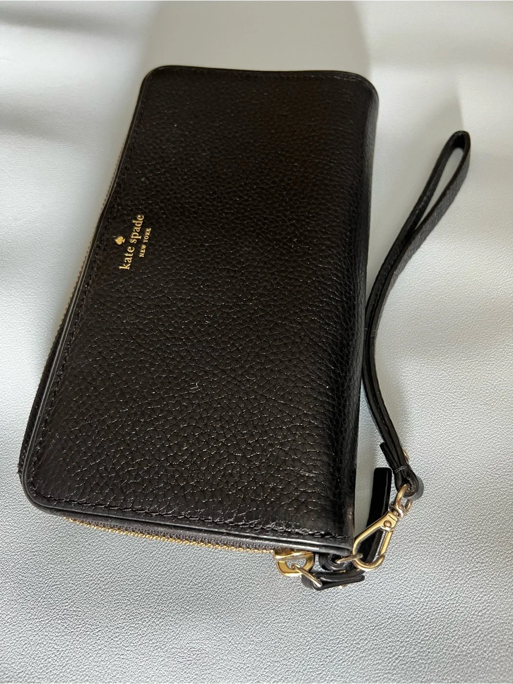 Kate Spade Black Large Continental Wallet with gold tone hardware